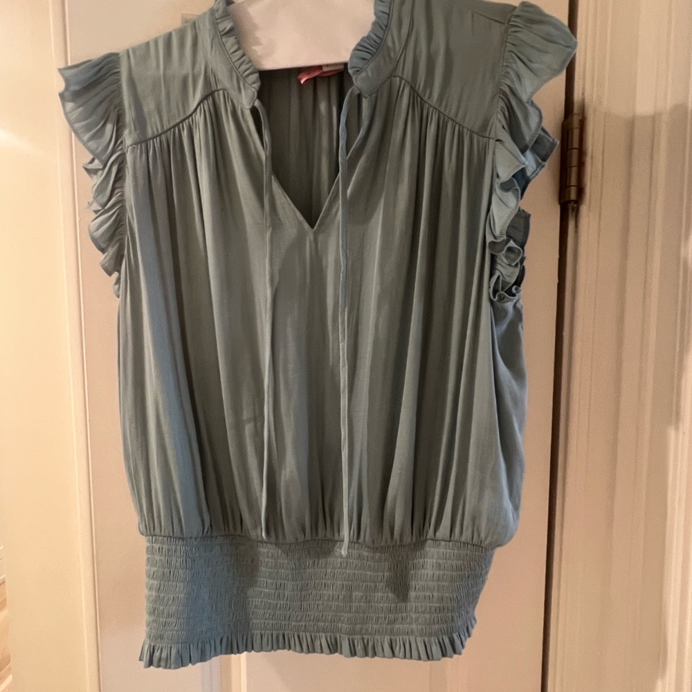 Joie Light Blue Ruffled Blouse